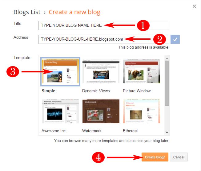 Blog Creation Window