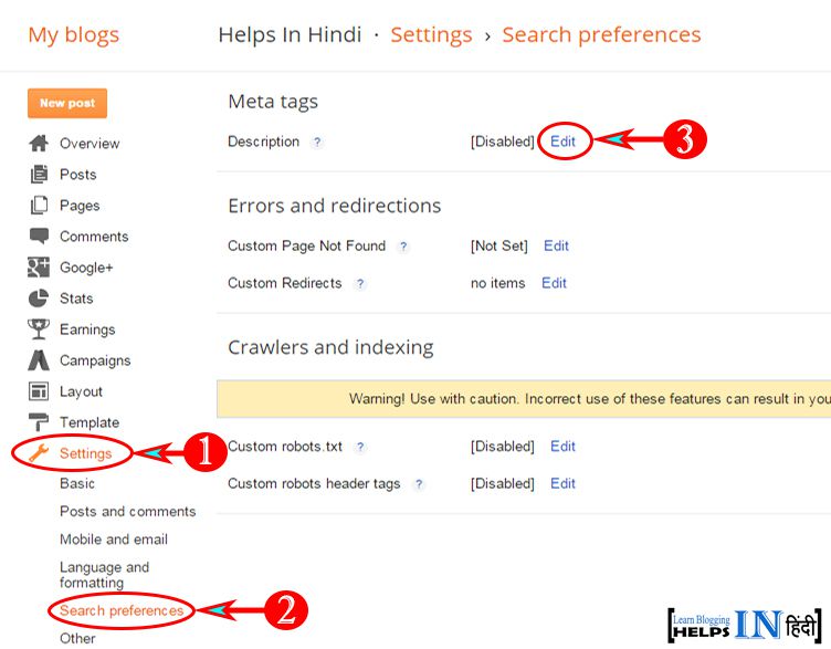 Enable Blogger Search Description- Part 1