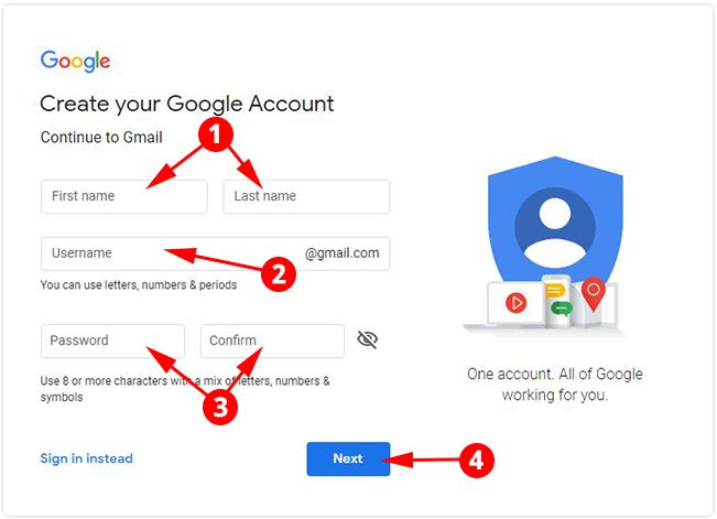 Enter Personal Info in Gmail