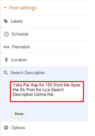 Write Search Description in Your Post