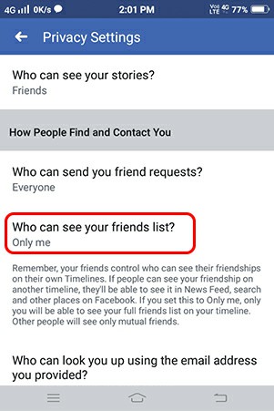 facebook friend list kaise chupaye