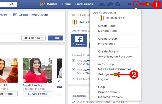 Facebook Setting