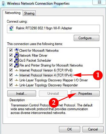 select internet protocol version 4