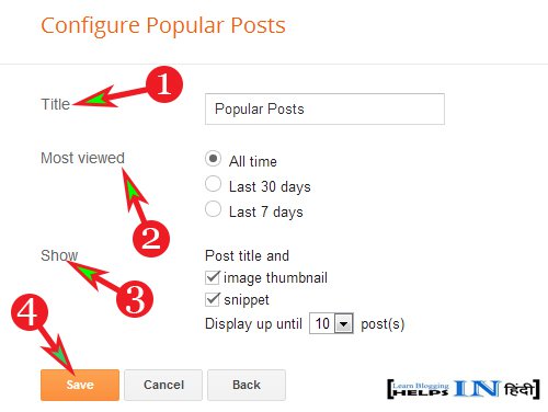 Configure Popular Post