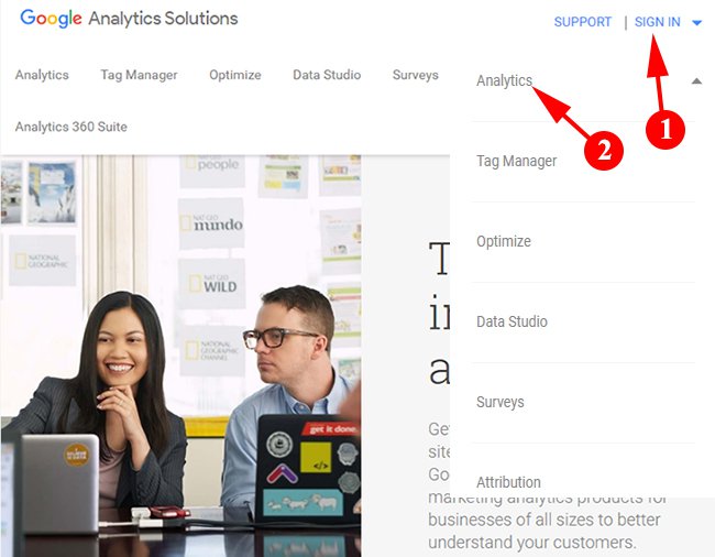 Click On Sign In For Google Analytics