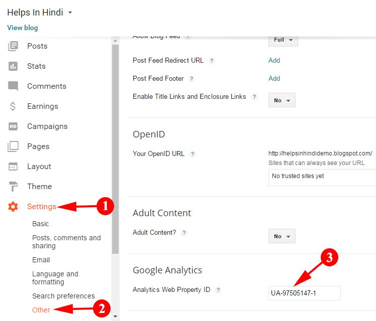 Put Your Google Analytics Tracking ID In Your Blog