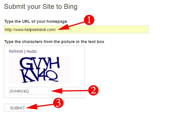 Submit your Site to Bing