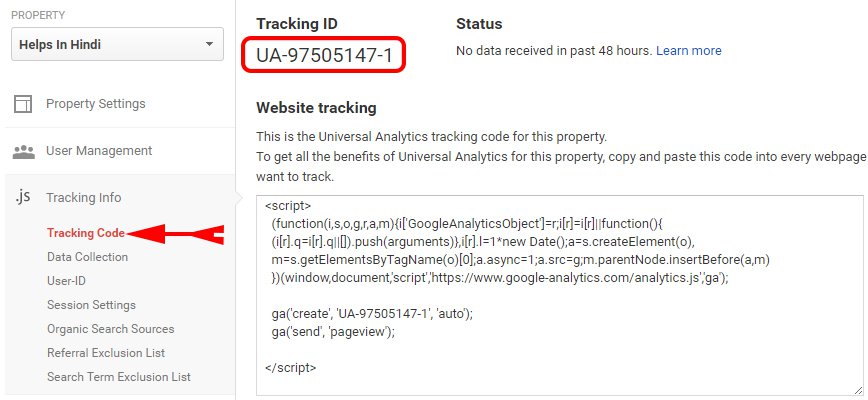 Tracking ID Of Your Google Analytics