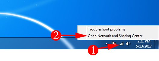 Click On Open Network and Sharing Center
