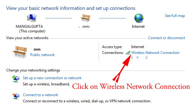 Click on Wireless Network Connection