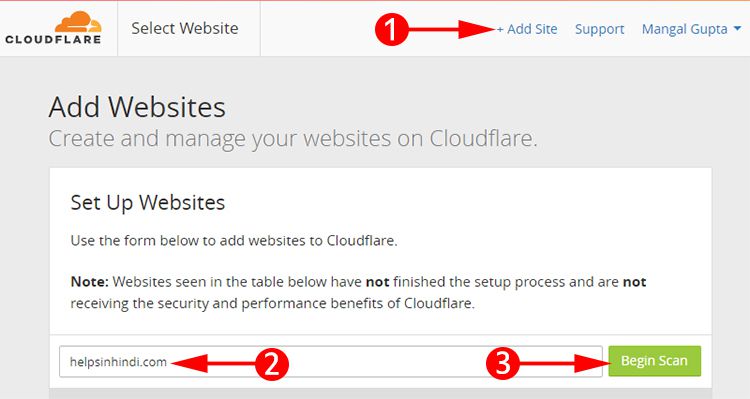 Add your website on Cloudflare