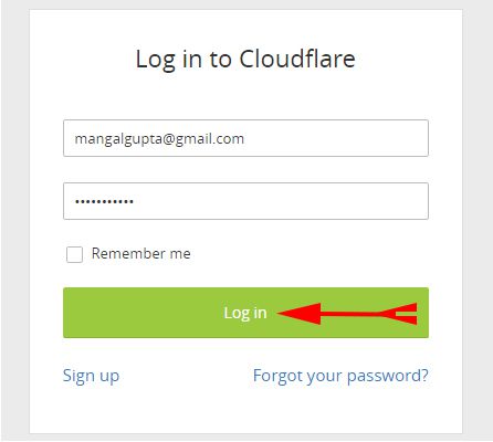 Login in to Cloudflare