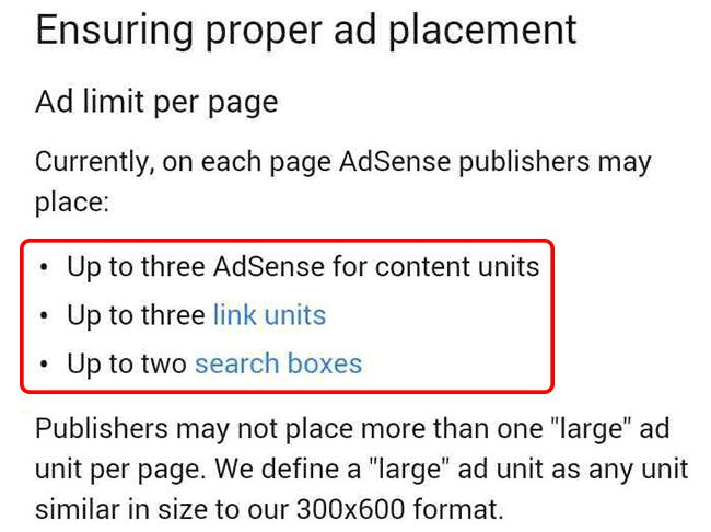 Old-Adsense-Per-Page-Ad-Unit-Limit- Policy