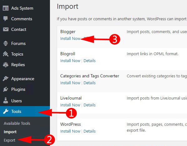 Import Blogger XML File to WordPress