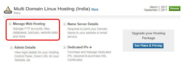 Manage Web Hosting