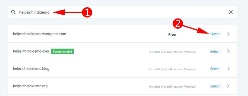 Select Domain For WordPress.com