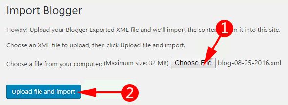 Upload blogger XML File to WordPress