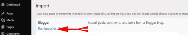 Wordpress Blogger Run Import