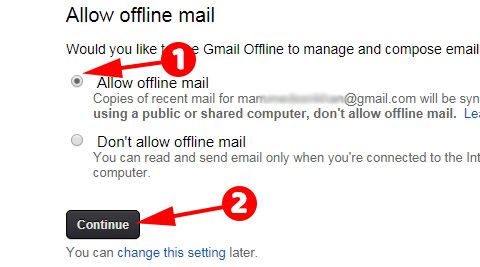 Allow Offline Gmail ko select kare