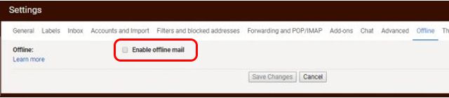 Enable offline mail par click kare