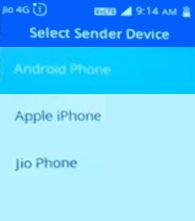 Select your device for jio phone