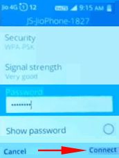 Type password for jio switch app