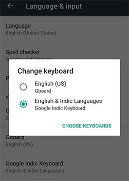 google indic keyboard ko select kare