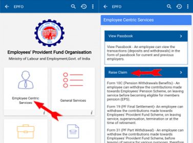 click-Employee- centric-services -then-Raise Claim