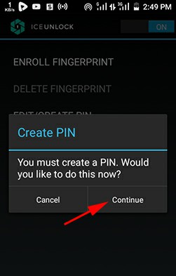 Create Pin for Fingerprint Lock