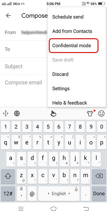 Gmail Confidential Mode Feature on Smartphone