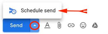Click Arrow buttton for Schedule Send email