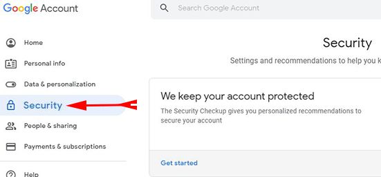 Click on Security option