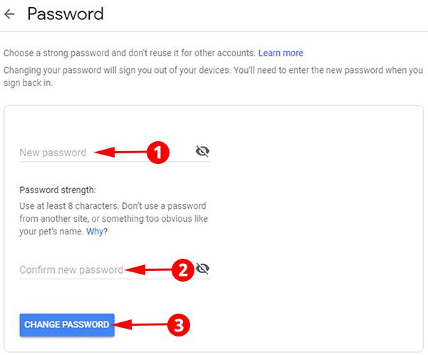 change gmail password