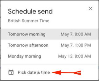pick date and time for schedule send