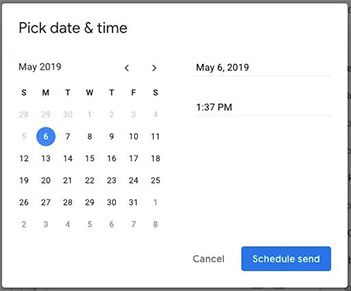 pick date and time schedule email send gmail