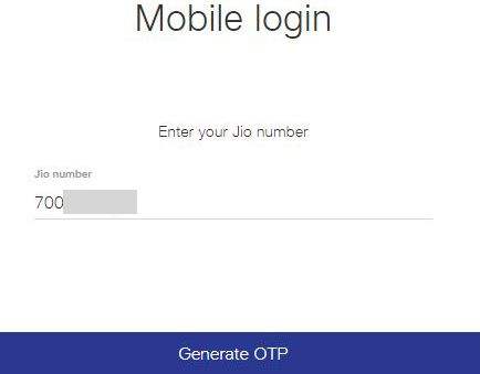 Generate OTP for Jio number