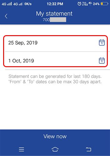 select date rang for jio call history