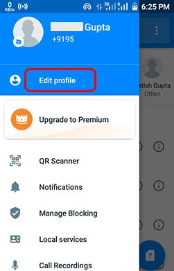 truecaller name change hindi