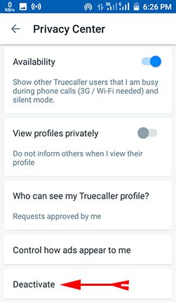 truecaller se naam deactivate kare