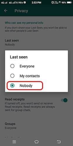 whatsapp me last seen na dekhe