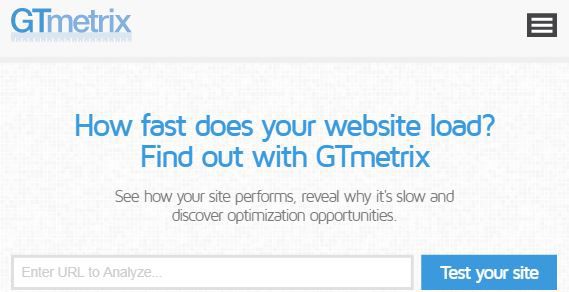 GTmetrix page speed test tool