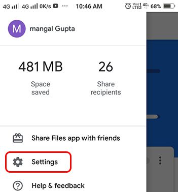 Google Files App ki setting me jaye