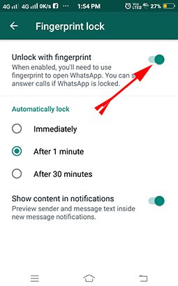WhatsApp se Fingerprint Lock hataye