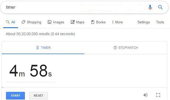 timer seting in google