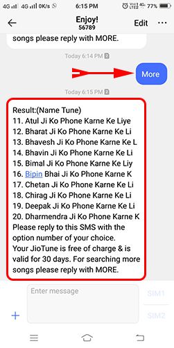 apne naam ka caller tune search kare jio