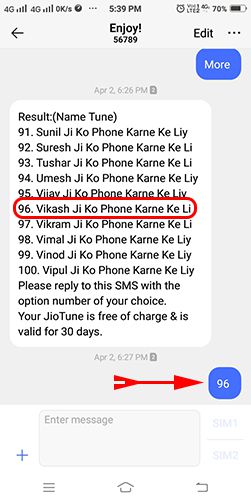 apne naam ka caller tune select kare jio