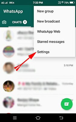 Whatsapp status setting