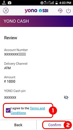 Accept terms and condition Sbi Yono App