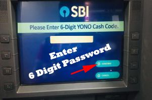 enter six digit password sbi atm