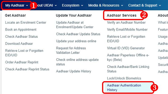 Aadhaar Card Authentication History